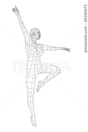 Wireframe ballerina in dance pose Wireframe ballerina in dance pose 86260075