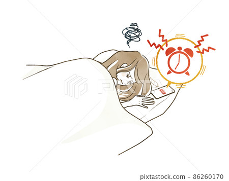 Sleeping female and smartphone alarm 86260170