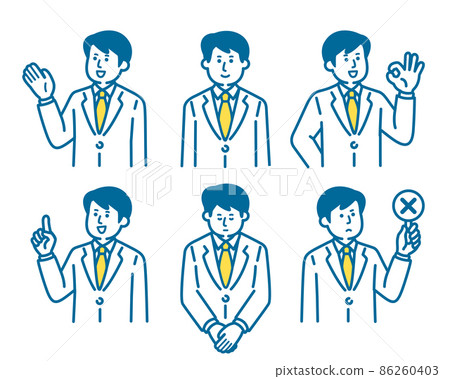 Men in white coat pose set 86260403