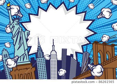 Pop art style New York cityscape background illustration Pop art style New York cityscape background illustration 86261565