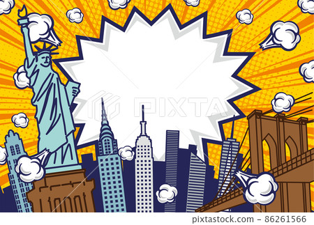 Pop art style New York cityscape background illustration Pop art style New York cityscape background illustration 86261566