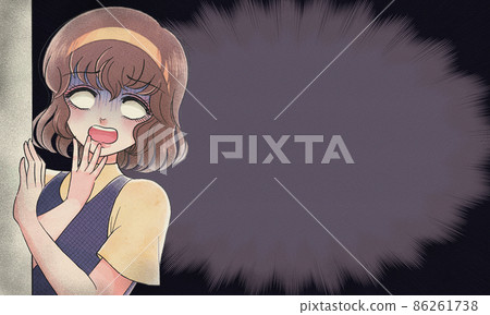 Shojo manga-style banner in the 50's of the Showa era, a white-eyed woman who has seen it 86261738