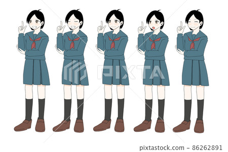 女學生的面部表情模式圖 女學生的面部表情模式圖 86262891