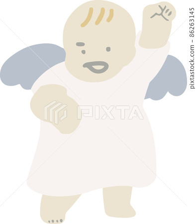 Illustration of an angel pushing up a fist Illustration of an angel pushing up a fist 86263145