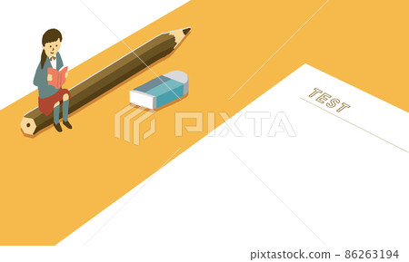 Illustration of students studying for the exam 86263194