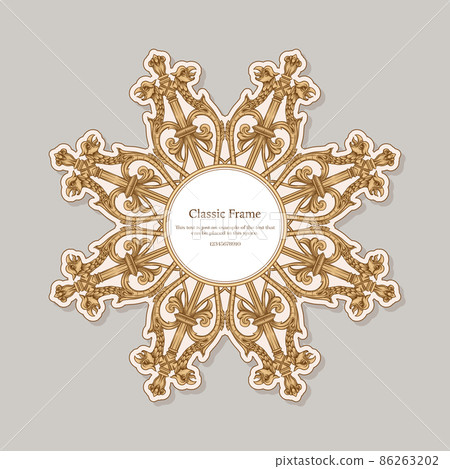 Baroque frame decor. Detailed rich ornament graphic line art. 86263202