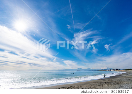 Chigasaki coast Mt. Fuji winter Chigasaki coast Mt. Fuji winter 86263917