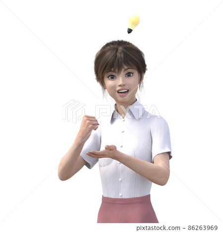啟發女性員工燙髮 3DCG 插圖素材 啟發女性員工燙髮 3DCG 插圖素材 86263969
