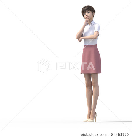 Female employee who is worried perming3DCG illustration material 86263970