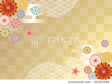 日本圖案_金葉格子圖案背景1173 日本圖案_金葉格子圖案背景1173 86263986