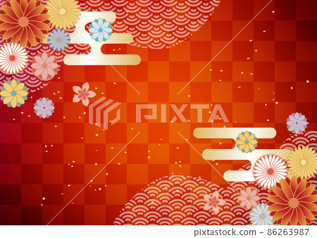 日本pattern_red格子圖案背景1172 86263987