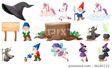 Set of fantasy fairy tale characters and elements 86265213