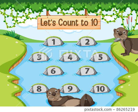 Forest scene with Let's count to 10 game template 86265219