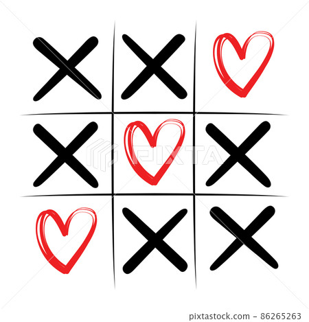 Tic-tac-toe game with hearts for valentine's day design concept. 86265263