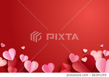 Happy valentines day with paper hearts and copy... - Stock Illustration ...