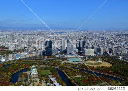 大阪城上空-航拍- 86266625
