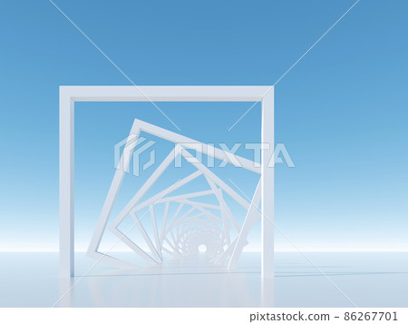 Abstract tunnel installation made of white square frames. 3d 86267701