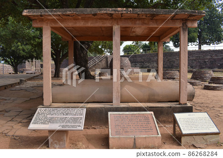 Pillar 10 the highly polished Monolithic column, Erected by Asoka at Sanchi, World Heritage Site, Madhya Pradesh, India. 86268284