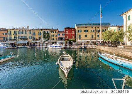 Old Port of the Lazise village - Tourist resort on Lake Garda Veneto Italy 86268426