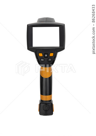 thermal imager on a white background. device for monitoring the temperature distribution of the investigated surface. camera for non-contact measurement of body temperature in public places thermal imager on a white background. device for monitoring the temperature distribution of the investigated surface. camera for non-contact measurement of body temperature in public places 86268433