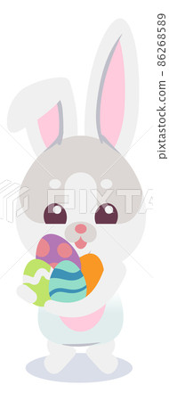 White rabbit with easter egg. Spring holiday mascot 86268589