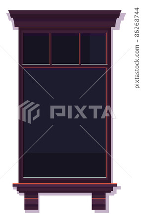 Dark window. Empty night apartment view in cartoon style 86268744