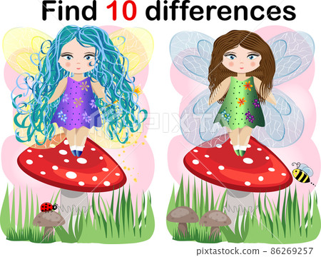 Find differences education game for children, fairy in the nature. 86269257