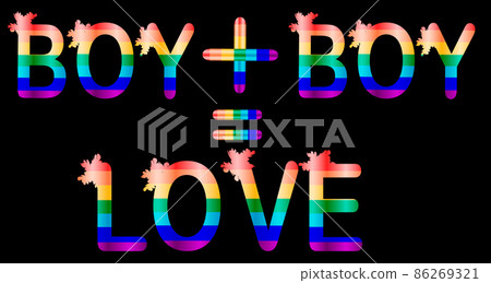 Boy plus boy - inscription in rainbow letters, lgtb concept. Boy plus boy - inscription in rainbow letters, lgtb concept. 86269321