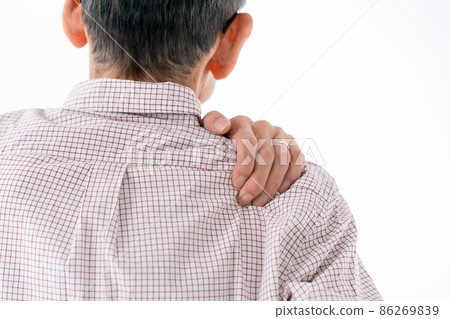 Senior man stiff shoulders spicy 86269839