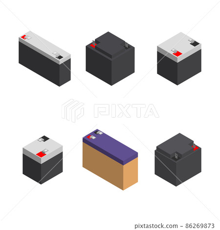 Set of different rechargeable batteries, 3D vector illustration. Set of different rechargeable batteries, 3D vector illustration. 86269873