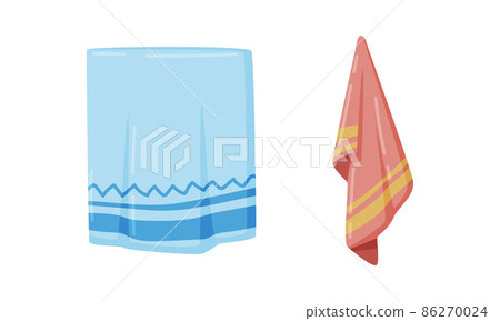Hanging Towel as Bathroom Item for Body Vector Set Hanging Towel as Bathroom Item for Body Vector Set 86270024