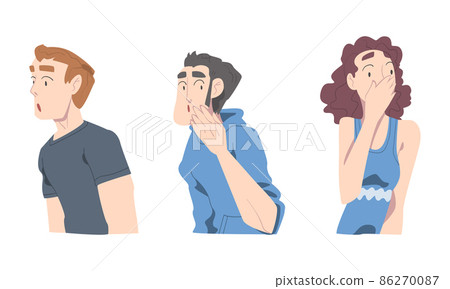 Young Man and Woman with Shocked Face Expression Gasping Feeling Astonishment Vector Set Young Man and Woman with Shocked Face Expression Gasping Feeling Astonishment Vector Set 86270087