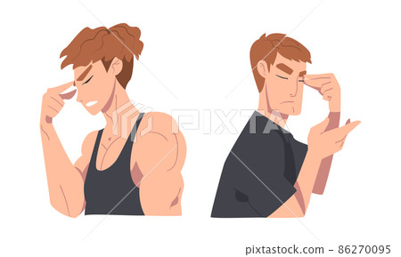 Disappointed Young Man Trying to Remember Something Feeling Frustration About Forgetting Things Vector Set Disappointed Young Man Trying to Remember Something Feeling Frustration About Forgetting Things Vector Set 86270095
