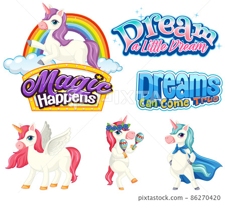 Set of fairy tale unicorn cartoon characters Set of fairy tale unicorn cartoon characters 86270420