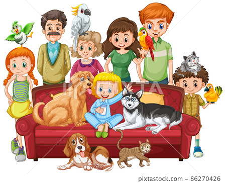 Big family members with many dogs 86270426