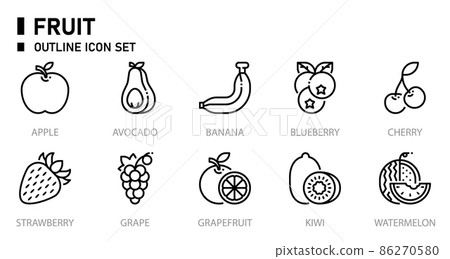 Fruit outline icon set. 86270580