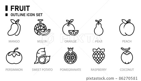 Fruit outline icon set. Fruit outline icon set. 86270581