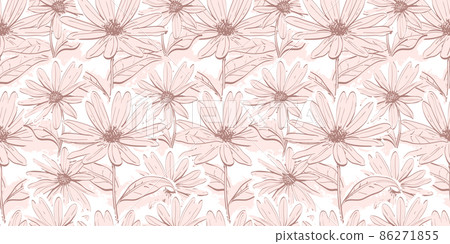 Pale pink floral seamless pattern, Flowers background, Daisies repeating background Vector illustration 86271855