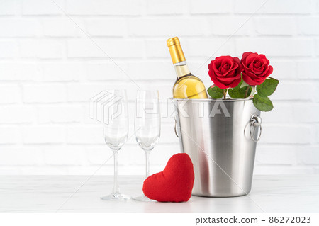 Valentine's Day Ice Bucket White Wine Bouquet Rose Celebration Love Valentine's Day バレンタイン 86272023