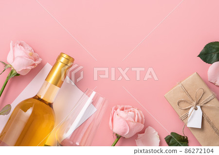 Valentine's Day Rose White Wine Champagne Gift Valentine's Day Gift バレンタイン 86272104