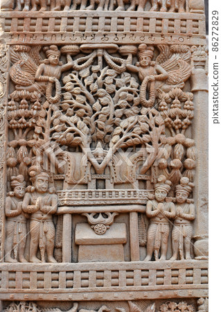 Stupa No 1, East Gateway, Left Pillar, Front Face Panel 2 Stupa No 1, East Gateway, Left Pillar, Front Face Panel 2 86272829
