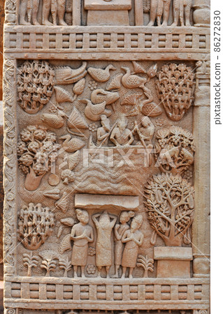 Stupa No 1, East Gateway, Left Pillar, Front Face Panel 3 Stupa No 1, East Gateway, Left Pillar, Front Face Panel 3 86272830