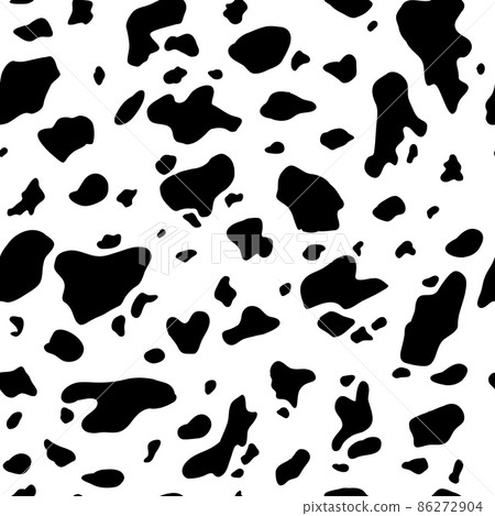 Cow seamless pattern. Black cartoon spots. Dalmatin or moo skin. Vector print 86272904