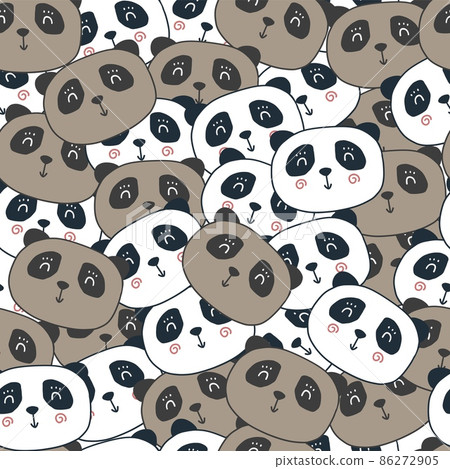 Cute panda bears seamless pattern. Funny baby vector print. 86272905