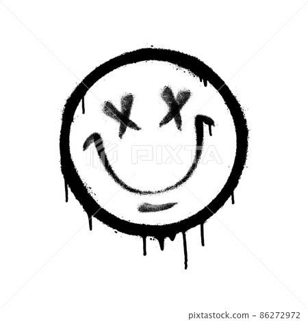 Graffiti emoticon. Smiling face painted with smudges of spray paint. Vector illustration Graffiti emoticon. Smiling face painted with smudges of spray paint. Vector illustration 86272972