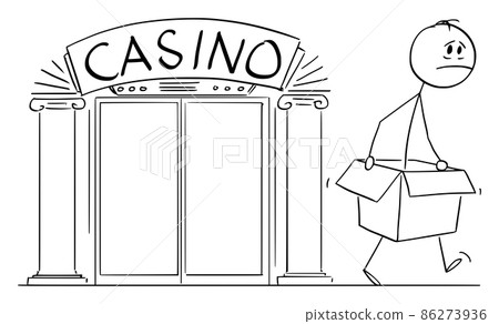 line casino roulette addiction funny game vector illustration