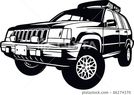 Classic Truck, Muscle car, Classic car, Stencil, Silhouette, Vector Clip Art - Truck 4x4 Off Road - Offroad car for tshirt and emblem 86274370