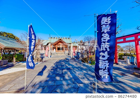 東京淺草七福神之旅:石浜神社的參拜殿 東京淺草七福神之旅:石浜神社的參拜殿 86274480
