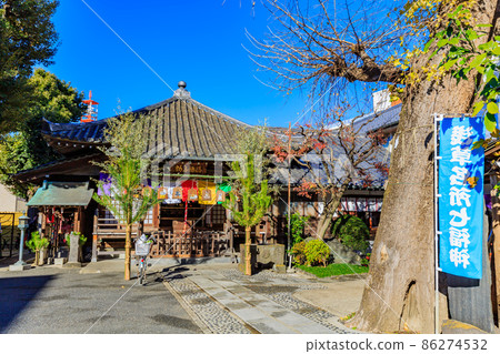Tokyo Asakusa Shichifukujin Tour Hashiba Temple Fudoin Main Hall and Great Ginkgo 86274532
