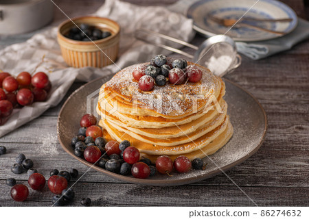 American pancakes with berries American pancakes with berries 86274632